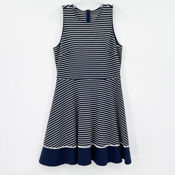 Kate Spade New York Striped Ponte Fit Flare Dress Blue White Striped Womens 10 - Picture 3 of 11